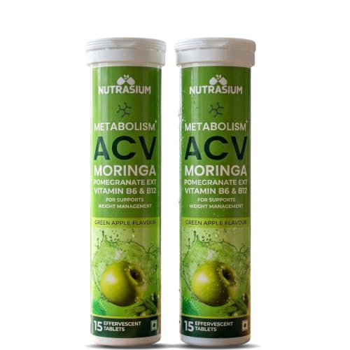 Image of Nutrasium ACV Moringa Metabolism Plus | Apple Cider Vinegar Effervescent Tablet | For Supports Weight Loss, Control Cravings, Convert Fat Into Energy, Boost Energy & Immunity | 30 Tablets Green apple