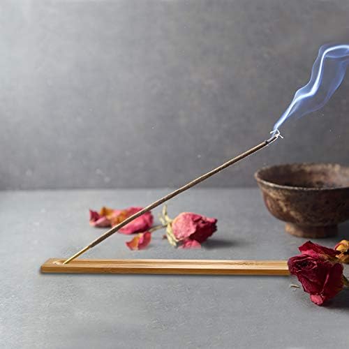 5 Pieces Bamboo Wood Incense Sticks Holder Incense Burner Ash Catcher, 9.06 Inches Long (Wood Color)
