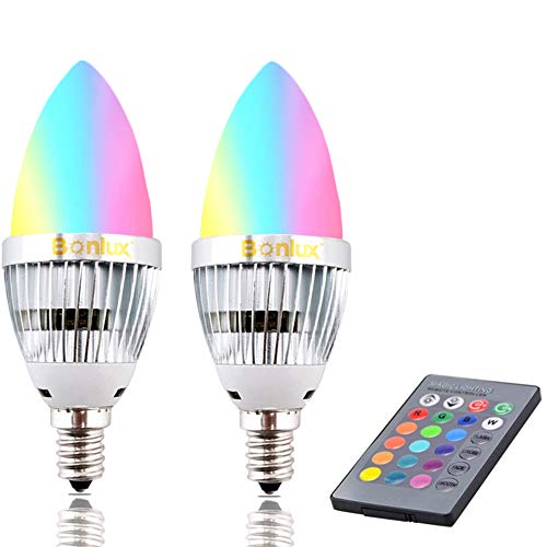🔥 Cashback up to 70% Bonlux 2-Pack 3W RGB E12 Candelabra LED Bulb, 16 Colors 4 Modes Choice, Remote Control Color Changing Candle Light Bulb for Home Decoration/Bar/Party/KTV Mood Ambiance Lighting