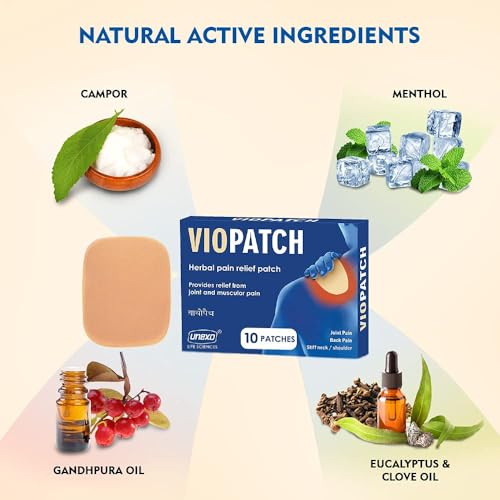 Viopatch Herbal Pain Relief Patch Large - Pack of 10 Patches | Instant Relief from Muscular Pain & Joint Pain| Natural Pain Relief Patches | No Side Effects