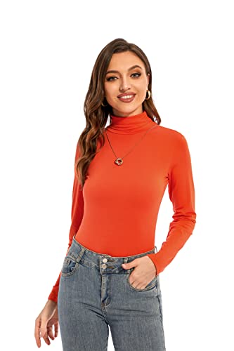 Image of Womens Long Sleeve Turtleneck T-Shirts Casual Lightweight Slim Fit Cozy Base Layer Top