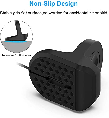 Image of Mizi Nightstand Charger Stand Dock, Silicone Charging Non-Slip Base Dock Station Holder Bracket For Samsung Watch Active, Active 2, Watch 3, Watch 4, Watch 4 Classic, Watch 5 - Black, USB, Black