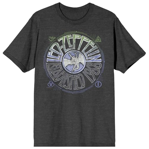 Led Zeppelin Falling Icarus Established 1968 Adult Charcoal Heather Crew Neck Short Sleeve T-Shirt - XL
