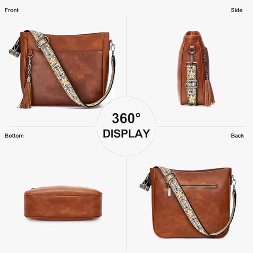 Image of 2PCS /Set Crossbody Bags for Women,Vegan Leather Hobo Purse Wallet For Women Set,Shoulder Bags With 2 Adjustable Strap