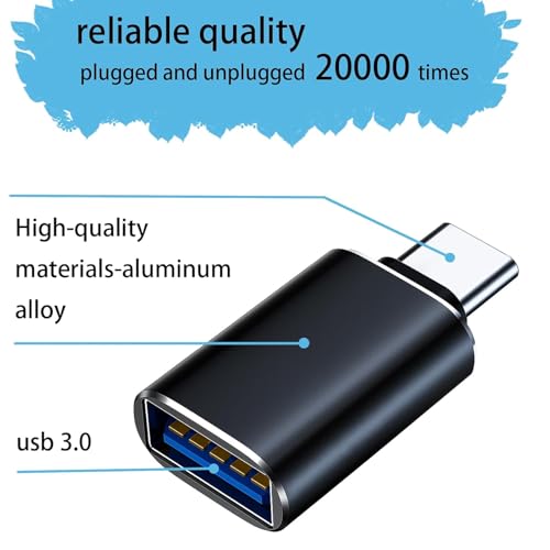 Image of USB Type C to Type A Converter, USB 3.0, High-Speed Data Transfer, Plug and Play, for Wireless Carplay Adaptor, Laptops, Smartphones, Aluminum OTG Cable