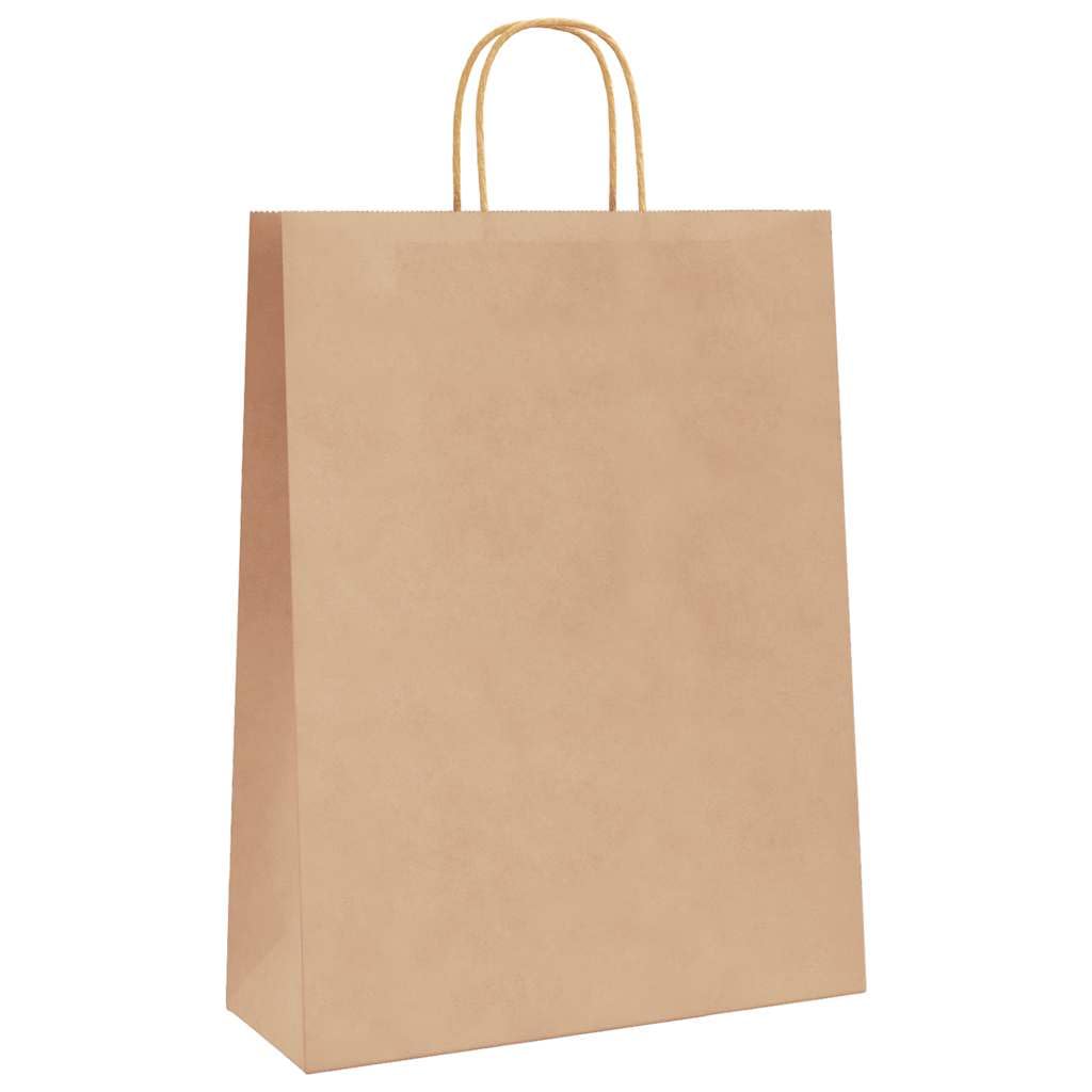 Sac en Papier Kraft Lot de 250, Sac Cadeaux Pochette Papier Sachet Kraft 250 pcs avec poignées marron 32x12x42 cm
