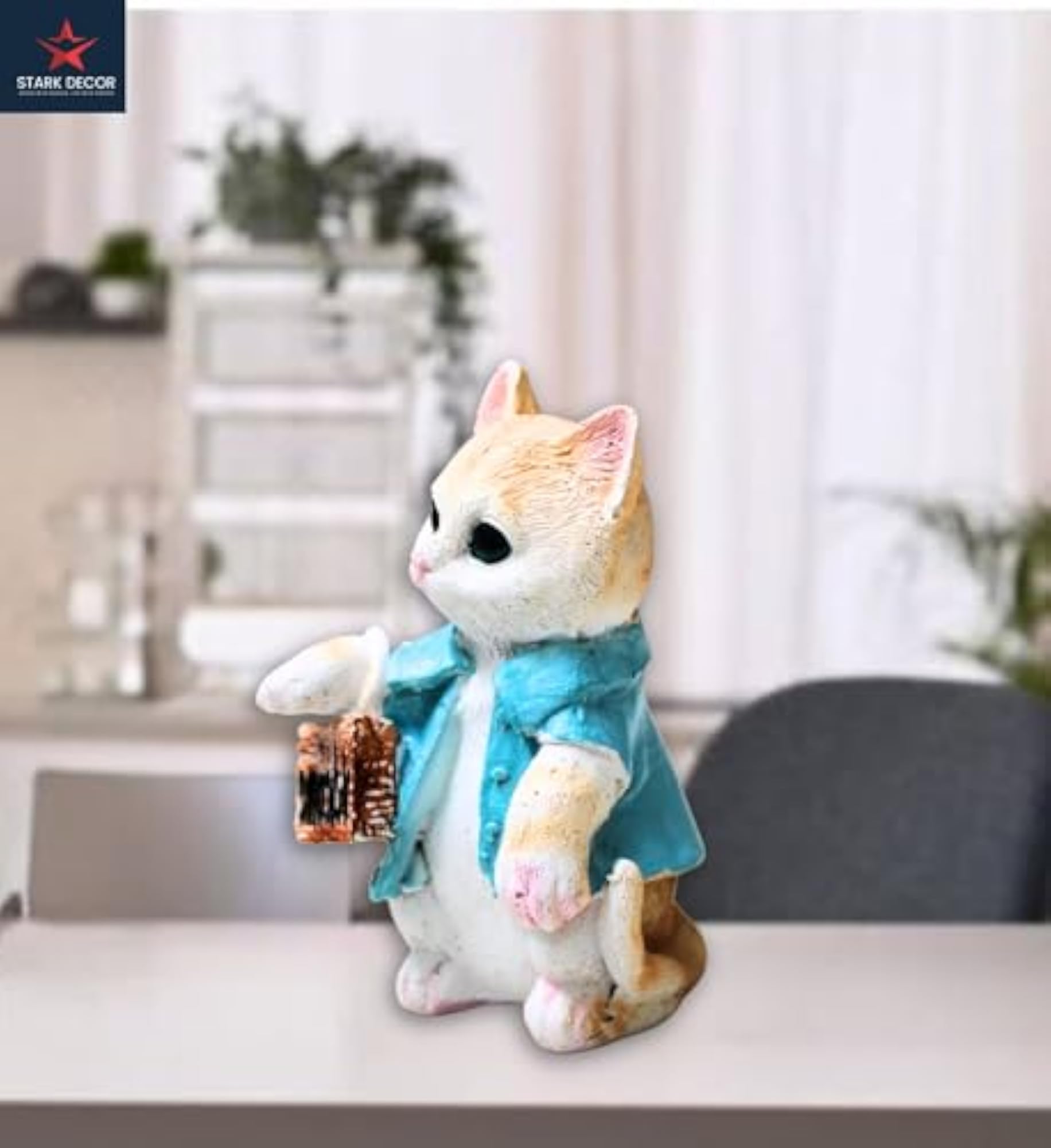 Mini Cat Standing Welcome Statue Figurine for Home Decor