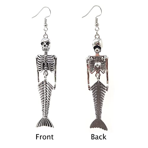 Honbay Alloy Mermaid Skeleton Earrings Halloween Earrings Fashion Dangle Earrings2