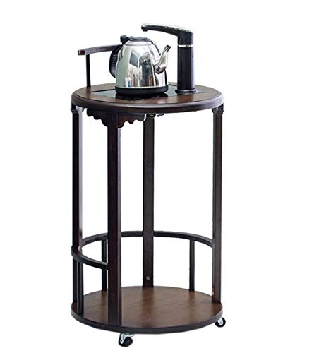 HTL Storage Table Removable Small Round Table Double Layer Retro Style