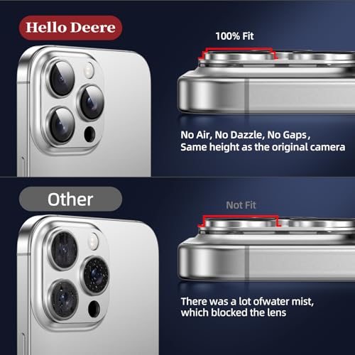 Image of HelloDeere 9H High-alumina Tempered Glass Camera Lens Protector for iPhone 14 Pro Max /14 Pro Lens , Military-Grade Shatterproof with Strong Adsorption, Full Coverage Case-Friendly Cover (Silver, iPhone 14 Pro /14 Pro Max)
