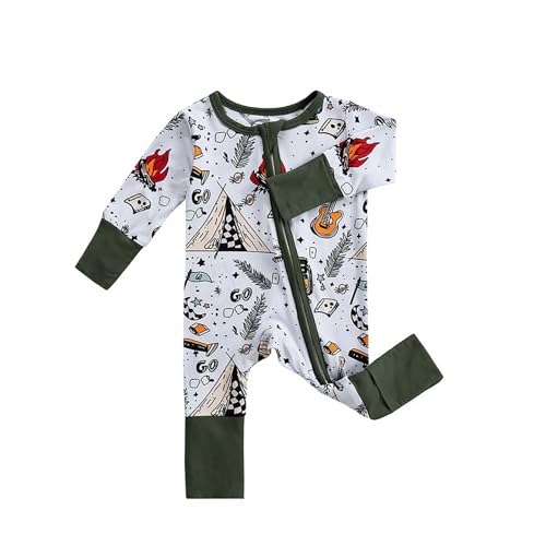 Genérico Pelele y mono para niños, cómodo y elegante, ideal para uso diario, gateo y sueño, perfecto para bebés de 0 a 24 meses. (Army Green, 12M)