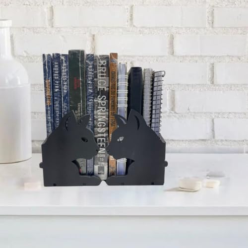 Suporte Aparador Bibliocanto De Livros Gato Gatinho Preto Em Mdf Preto Fosco