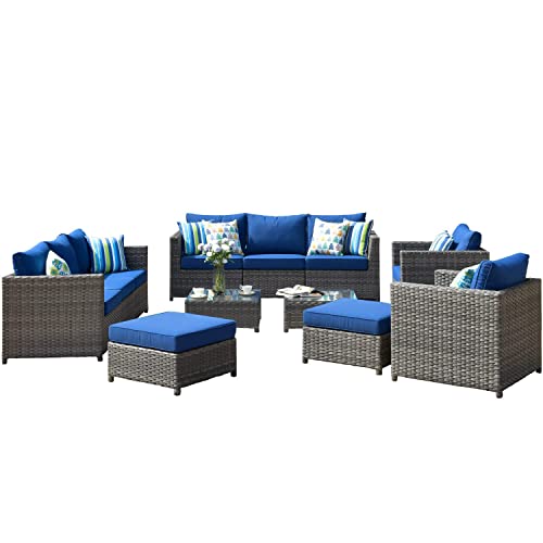 Ovios Patio Furniture Set, 12 Pcs Big Size Outdoor Furniture Set All Weather Rattan Wicker Sofa Sectional Set With Glass Table thumb #1