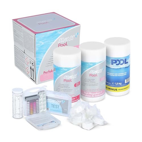 SANESS Pool Wasserpflege Saison Set Chlorfreie Desinfektion Chlorersatz für 10 m³