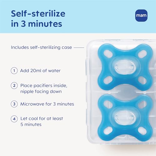 Image of MAM Comfort Baby Pacifier 0-3 Mths Lightweight One-Piece Silicone 2 Pack