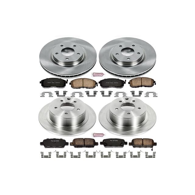 Image of PowerStop Front and Rear Brake Kit for Nissan Sentra 2007-12 - Z17 Ceramic Brake Pads & Disc Rotors Replacement, KOE4475