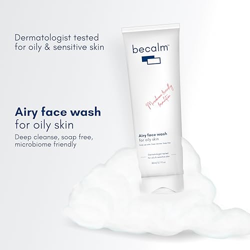 Image of Becalm Daily Salicylic Acid Face Wash for Oily and Acne Prone Skin | Airy face wash for Men & Women | Soap & Sulphate free | Oil, Acne, Dullness, Pore control | Microbiome friendly | With Quaternium - 73 & Prebiotic | No fragrance