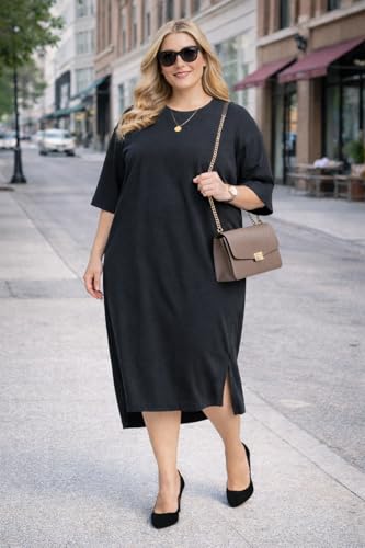 Image of ESTEEZ Womens Oversized Cotton High Low Tunic T-Shirt Dress