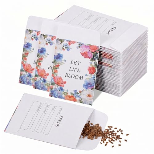 100 Pcs Seed Envelopes Self-Adhesive Empty Seed Packets Envelopes Small Packets for Seeds with Types Name Template Towards Teachers Students Family Saving Collecting (Seeds Not Included)