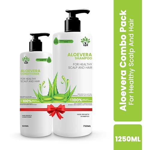 Image of GIR Aloe Vera Shampoo & Conditioner for Silky Smooth Hair & Scalp Nourishment - Combo Pack (Aloevera S750+C500 ML)