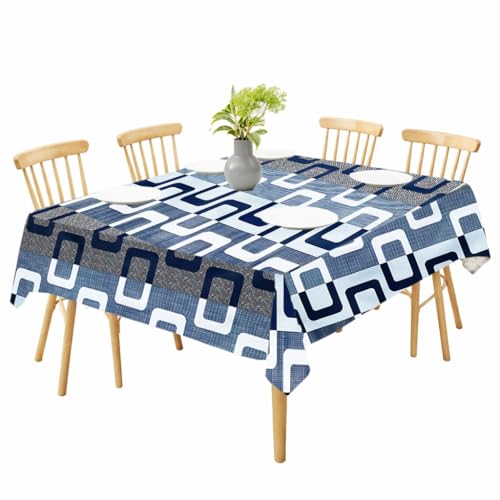 Image of Waterproof Dining Table Cover | PVC Table Protector | Dustproof Spill Proof Cover for Home & Kitchen (geometric-16, 40x60 Inches (4 Seater))