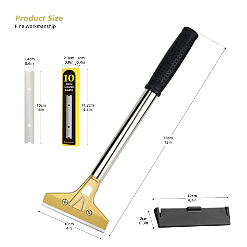 Miniatura 7 de Ehdis Industry Rasquetas Con 10 Cuchillas De Acero Al Carbono 100 Mm, Raspador De Vidrio Con Agarre Suave, Para Ventana De Vidrio, Parabrisas, Granito, Limpieza De Paredes