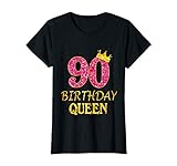 Womens 90 Years Old Birthday Queen Girl Shirt 90th Birthday Pink T-Shirt
