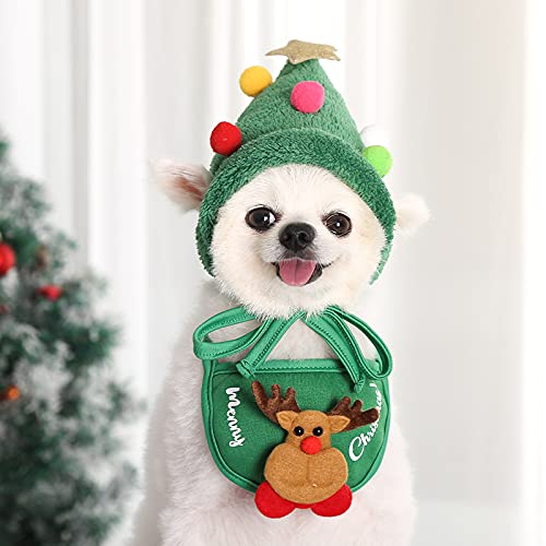 Disfraz de Navidad para perro con gorro y toalla saliva miniatura 5