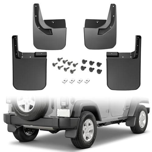Image of Front & Rear Mud Flaps for Jeep Wrangler JL 2018+, Heavy Duty Splash Guards for Jeep Wrangler JL 2018-2026 Accessories Replace OEM #82215333 82215332AB (Exclude Rubicon /4xe /Willys) 4PCS