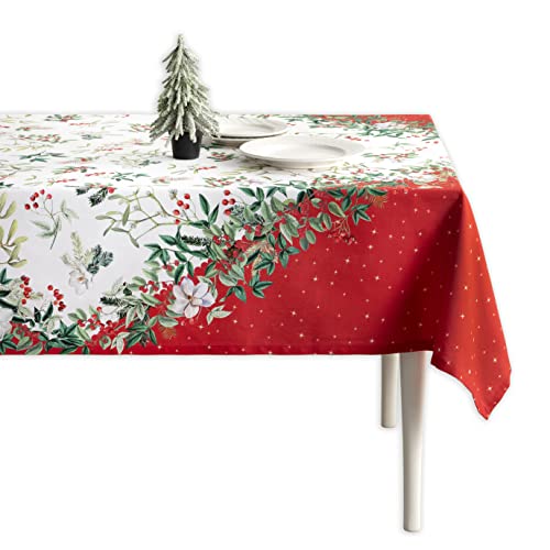 Maison dHermine Tischdecke Rechteckig 100% Baumwolle 220 cm x 160 cm Wiederverwendbar Alltagsgebrauch für Weihnachtsdekorationen Esszimmer Landhaus Zuhause Party Festlich (Noel)