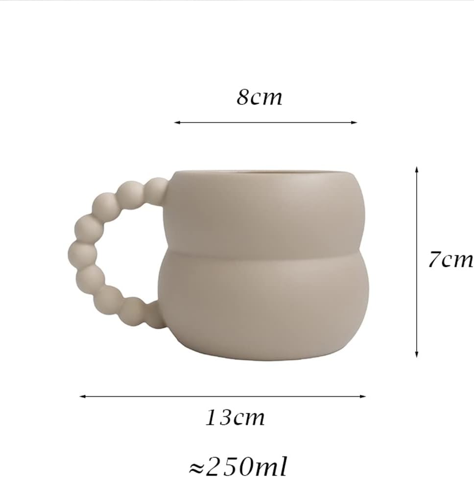 Ceramic Mug Cute Coffee Cup Nordic Home Decor Handmade Art Milk Tea Drinkware Personalized Couple Gifts(Beige)