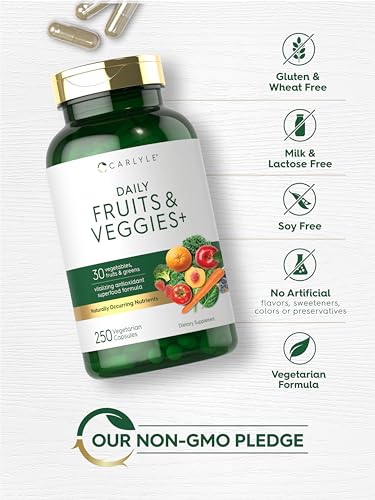 Carlyle CL7073 Fruits And Veggies Supplement | 250 Capsules | Made With 30 Fruits And Vegetables thumb #4