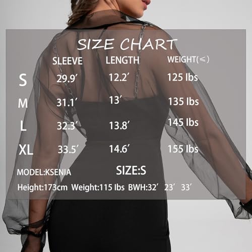 Women’s Mesh Bolero Shrug,Long Sleeve Sheer Cardigan for Dress,Y2K Sheer Bolero Jacket Open Front Mesh Crop Top3