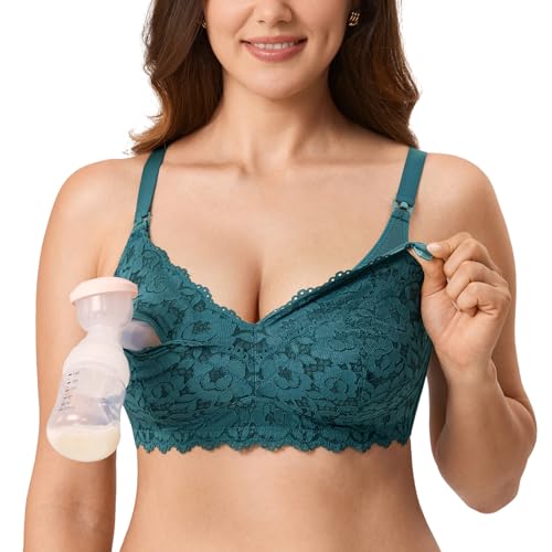Image of MOMANDA Women's Pumping Bra Hands Free Lace Nursing Bras Cute Support Maternity Breastfeeding Breast Pump Bra