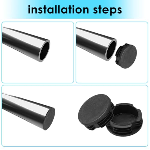 Image of Yuanchu 8Pack 2 inch Round Plastic Plugs, 50mm Round Black Furniture Leg Caps Round Tubing Black Plastic Plug Pipe Tubing End Cap for Round Metal Tube Furniture Finishing Plug