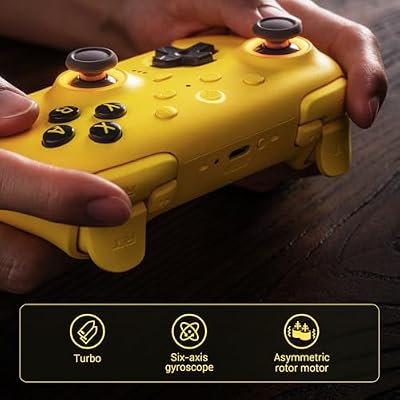 8BitDo Ultimate 2 Bluetooth Controller for Switch, Switch 2, PC&Windows,Switch Pro Controller with TMR Joysticks,Tactile/Hall Triggers,Programmable L4/R4 Bumpers,2 Back Paddle Buttons,RGB Ring,Yellow