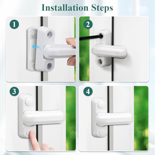 8 Stück Fenstersicherung Einbruchschutz, Fenstersicherung mit 16 Schrauben, Fensterriegel für Upvc Fenster und Holzfenster