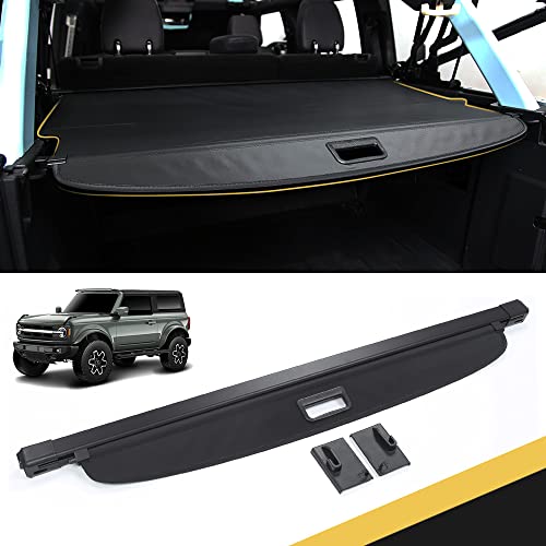 ford bronco tonneau cover - SNA Cargo Cover Compatible for Bronco 4 Doors Soft TOP Version 2021+ Rear Retractable Trunk Security Shield Shade Luggage Tonneau Cover Accessories Black