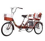 Bicicletas de tres ruedas: aumente la canasta del carrito de compras, comprando alimentos para satisfacer los artículos varios del día; el asiento trasero grueso puede transportar personas, cuando su hijo está sentado en el asiento trasero, no tiene que preocuparse, estamos equipados con cinturones de seguridad.