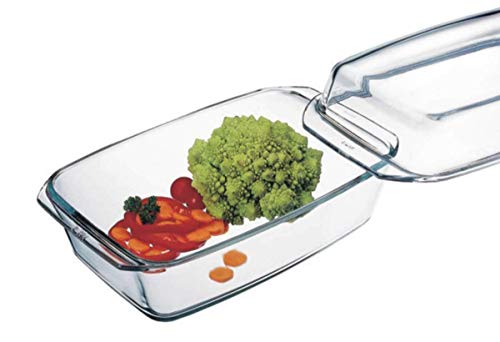 Clear Oblong Glass Casserole by Simax | High Lid Doubles as Roaster, Heat, Cold and Shock Proof, Dishwasher Safe, Made in Europe, 3 Quart Casserole Pan