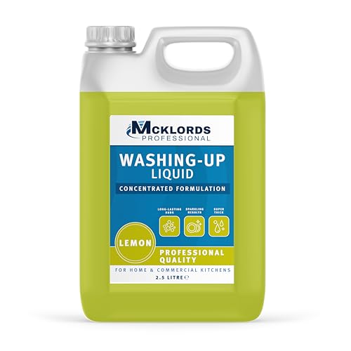McKLords Professional Lemon Washing Up Liquid 2.5L - Concentrated Formula for Sparkling Clean Dishes - Hygienically Cleans & Cuts Through Grease - Ideal for Home, Kitchen & Commercial Use