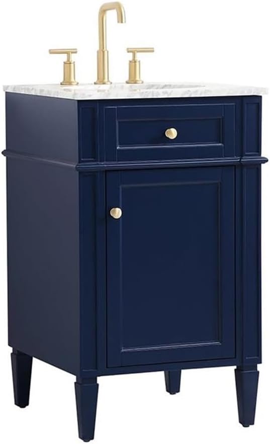 Elegant Decor Park Avenue 21" Metal MDF Marble Single Bathroom Vanity in Blue