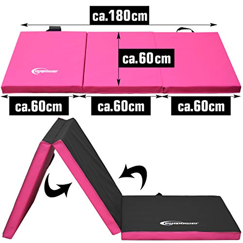 Eyepower XL gymnastiekmat 180 x 60 x 5 cm turnmat sportmat zachte vloermat roze - Image 6