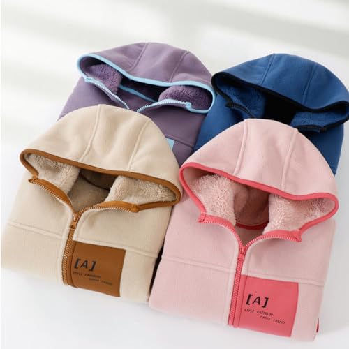 Fleece Hoodies for Girls Zip Up Cute Warm Letter Jacket Coat Kids Winter Lightweight Casual Soft Sweater with Pocket4