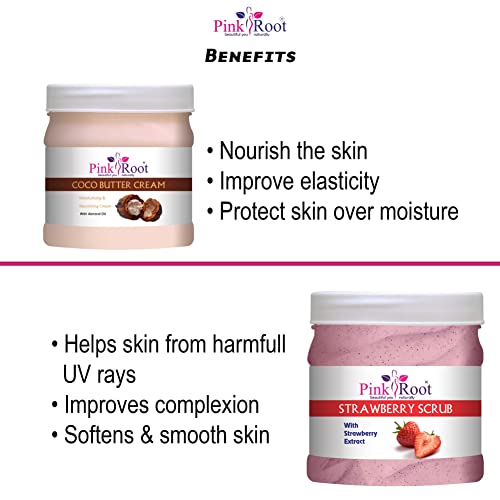 Image of Pink Root Cocoa Butter Cream 500gm with Strawberry Scrub 500gm