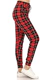 Leggings Depot Women's High Waist Print Jogger Track Pants with Pockets-S650, Holiday Plaid, Small