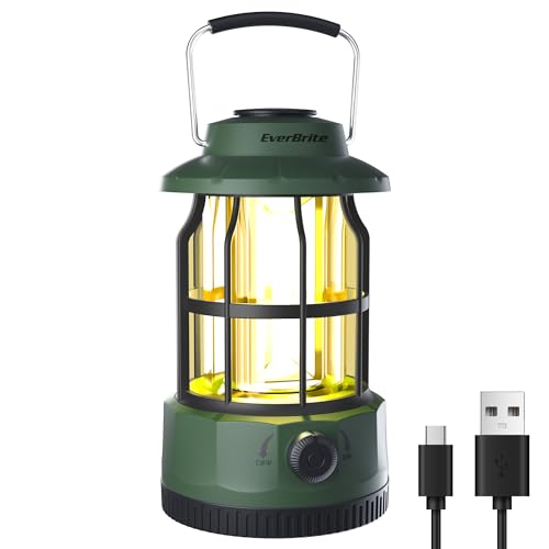 EverBrite LED Camping Lantern, USB C Rechargeable Lantern with Stepless Dimming, Vintage Portable...