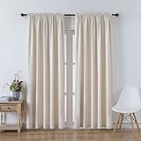 ELKCA Double-Sided Velvet Window Curtains Set for Living Room Cream Curtains for Bedroom,Rod...