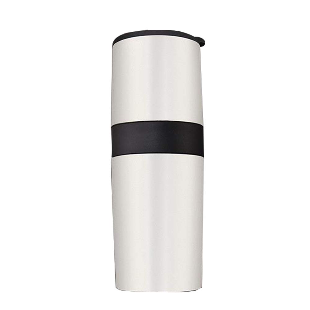 Przenośny ręczny młynek do kawy, 400 ml pojedynczy kubek ekspres do kawy ceramiczny młynek do kawy kubek regulowany z wbudowanym systemem mielenia i parzenia do podróży na kemping do biura, biały