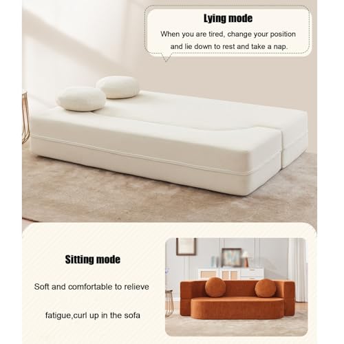 Sofá plegable de compresión naranja de 150x60 cm para el salón de casa 7